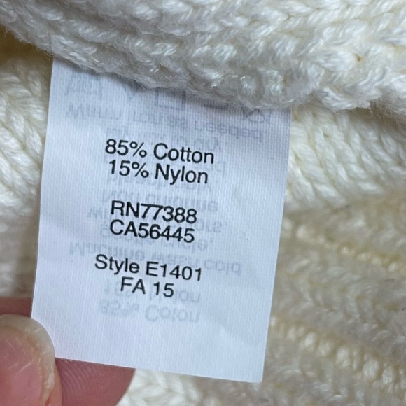 J. Crew Cotton blend Ivory crew neck Cable knit pullover sweater women’s size L - Picture 14 of 15